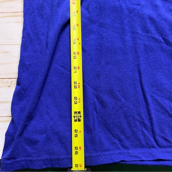 Men’s Blue Yellow Checkered‎ Logo Tee Shirt Medium - Picture 9 of 11
